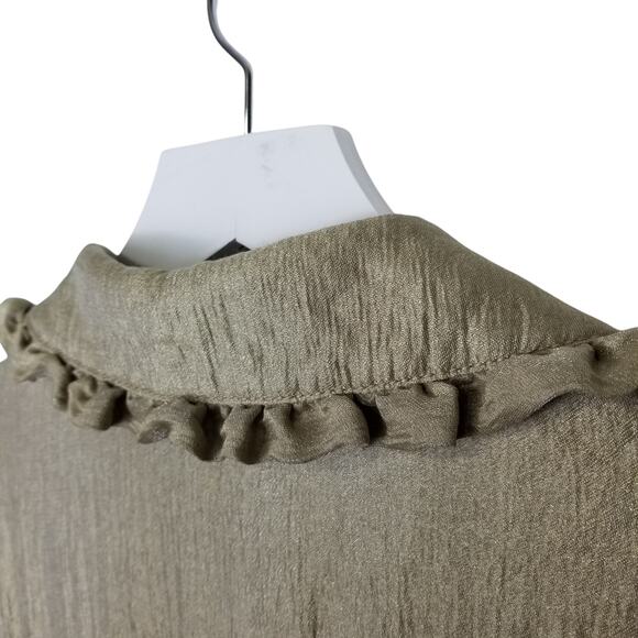 NIC + ZOE Metallic Utility Jacket Ruffle Detail Roll Tab Sleeve Cinch Waist M - Picture 5 of 7